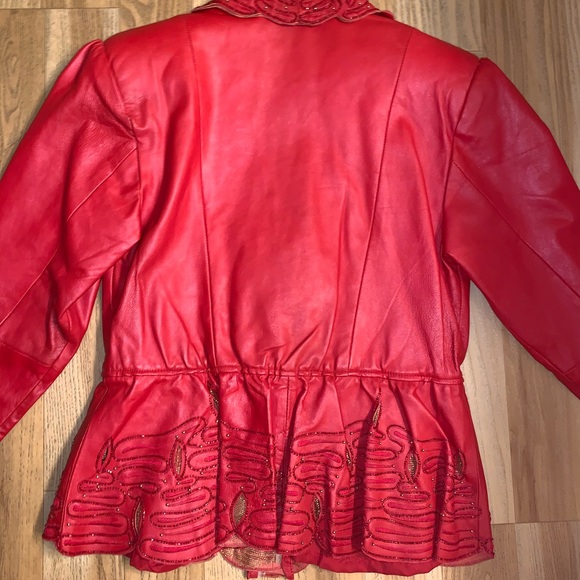 ⭐️Vintage Red Leather Jacket - M - Picture 6 of 8